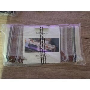 Threshold Striped Table Runner 14x72 Linen Cotton Blend Fringe Earth Tones New